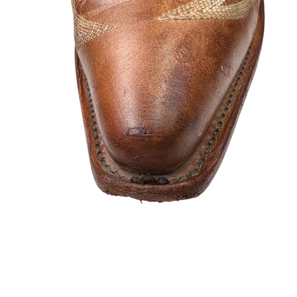 Justin Handcrafted Western Cowboy Boots BRL120 Bent Rail Brown Tan Womens 10B - Picture 5 of 14